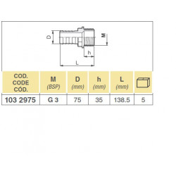 23"M Schlauchverbinder D.75, Arag, 1032975