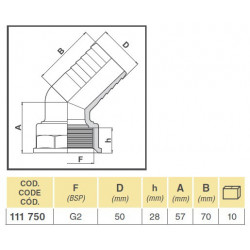 2Winkelstück 45º 2"F für Schlauch D. 50, ARAG