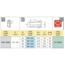 2Króciec na wąż D. 22 (pod nakrętkę 1 1/4") , ARAG