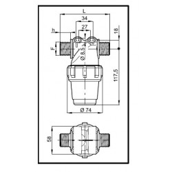 2Filtr sekcyjny 80-100 l/min 3/4” M, ARAG