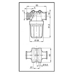 2Sektionsfilter 55 l/min 1/2″F, ARAG