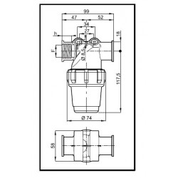 2Filtr sekcyjny 80-100 l/min 1/2″F, 30 bar, 80-mesh, ARAG