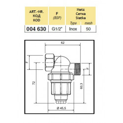 2Filtr wysokociśnieniowy mosiężny 40 l/min, ARAG