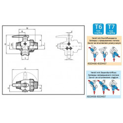 23-way ball valve T6 M/M/F, ARAG