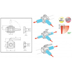 23-way ball valve 1 1/2"F - side coupling 453, ARAG