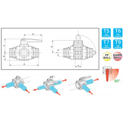 23-way ball valve T5 - side coupling 453, ARAG