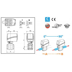 22-way ball electric valve threaded coupling, AISI 316, ARAG