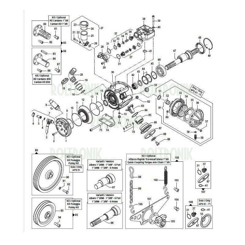 6 Holes Throughshaft 1"3/8 MF 00010515 COMET