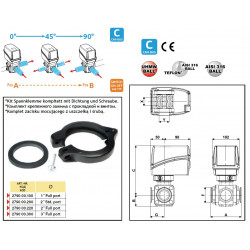 2Elektrischer 3-Wege-Kugelhahn, Flanschanschluss seitlich, UHMW, ARAG