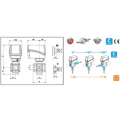 23-Wege-Elektrokugelhahn, Gewindeanschluss unten, AISI 316, ARAG