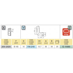 290º-Kniestück für Schlauch D. 10, ARAG (für 1/2"-Mutter)