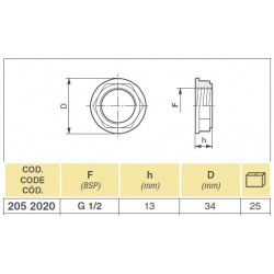 2Nakrętka płaska 1/2", 2052020 Arag