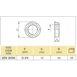 2Flachmutter 3/4", 2052030 Arag