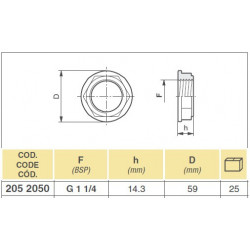 2Flachmutter 1 1/4&quot;, 2052050 Arag