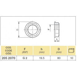 2Flat nut 2&quot;, 2052070 Arag