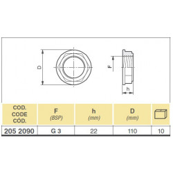 2Flat nut 3&quot;, 2052090 Arag