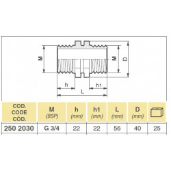 2Gewindeanschluss 3/4"M, 2502030 Arag