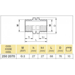 2Gewindeanschluss 2"M, 2502070 Arag