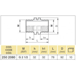 2Gewindeanschluss 2 1/2"M, 2502080 Arag