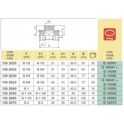 2Trójnik gwintowany żeński 3/4" - 1/2", ARAG