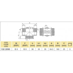 2Threaded male tee 3" - 3", ARAG