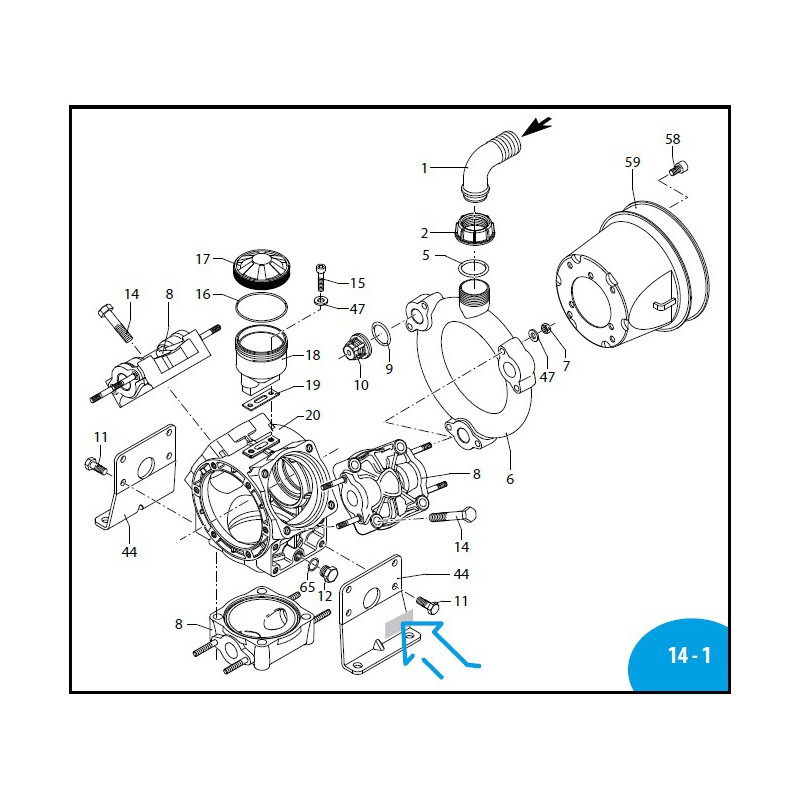 Elbow 1 1/2" fi 40 Annovi Reverberi 125BP/145BP, 50267