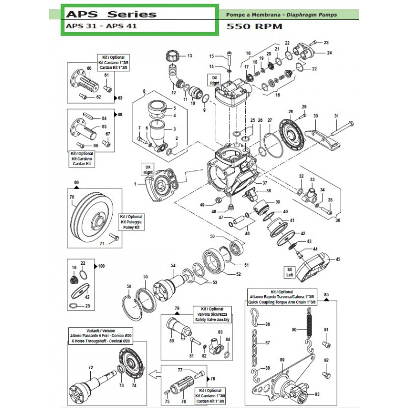 Suct./Delivery Valve Ass.y kit  APS 31 - APS 41 12200052 Comet