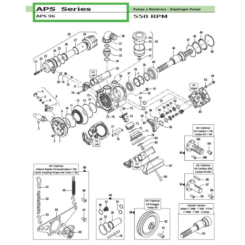 Throughshaft 1”3/8 MF APS 96 00010515 Comet