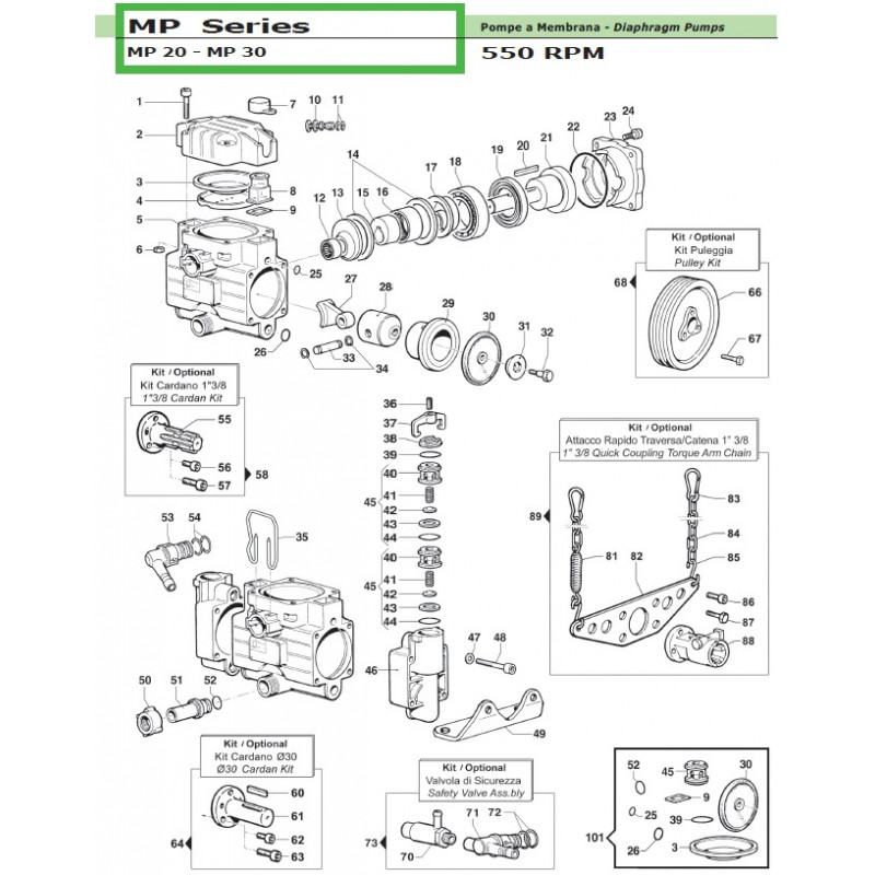 Cylindric Cardan Kit Ø30 MP 20 - MP 30 50030014 Comet