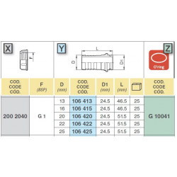 2Schlauchverbinder D. 25 (für 1" Nuss), Arag, 106425