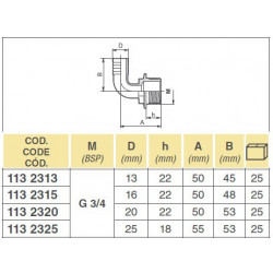 2Winkel 90º 3/4" für Schlauch D. 20, ARAG, 1132320
