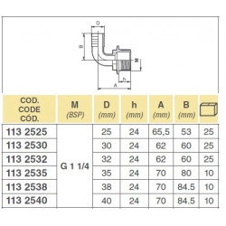290º-Kniestück 1 1/4" für Schlauch D. 38, ARAG