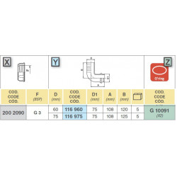 290º-Kniestück für Schlauch D. 75, (für 3" Nuss), 116975, ARAG