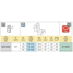 290º-Kniestück für Schlauch D. 20, (für 1&quot; Mutter), 116420, ARAG