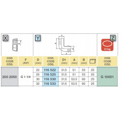 290º-Kniestück für Schlauch D. 25, (für Nuss 1 1/4"), 116525, ARAG