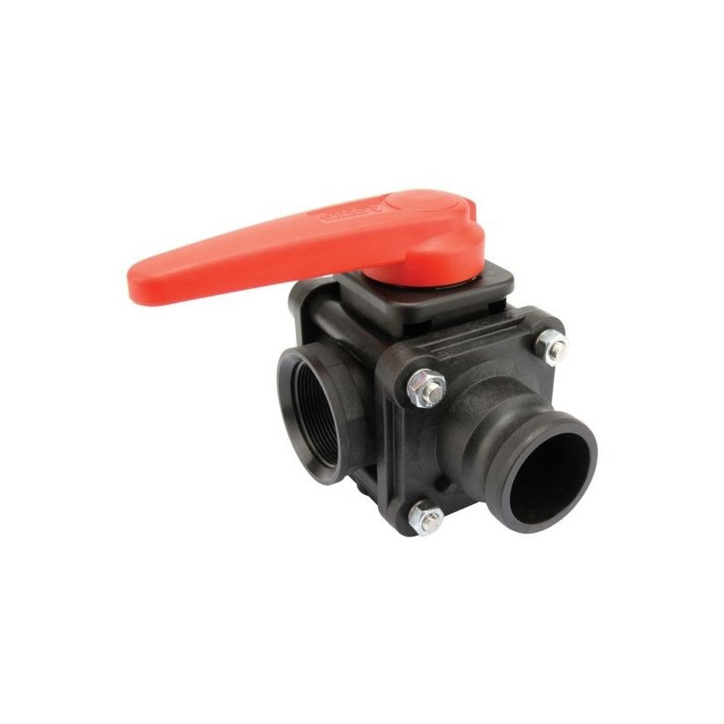 3-way ball valve 1 1/2"F - Camlock - side coupling 453, ARAG, 453015D66, 453415D66