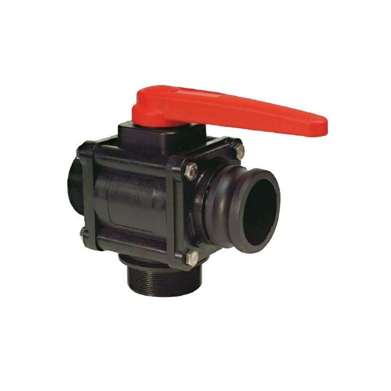 3-way ball valve 1 1/2"M - Camlock - low coupling 453, ARAG, 453025H66, 453425H66