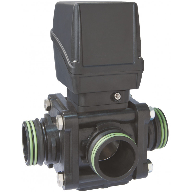 Elektrischer 3-Wege-Kugelhahn, seitlicher Jochanschluss, UHMW, ARAG, 853J14S55, 853J15S66