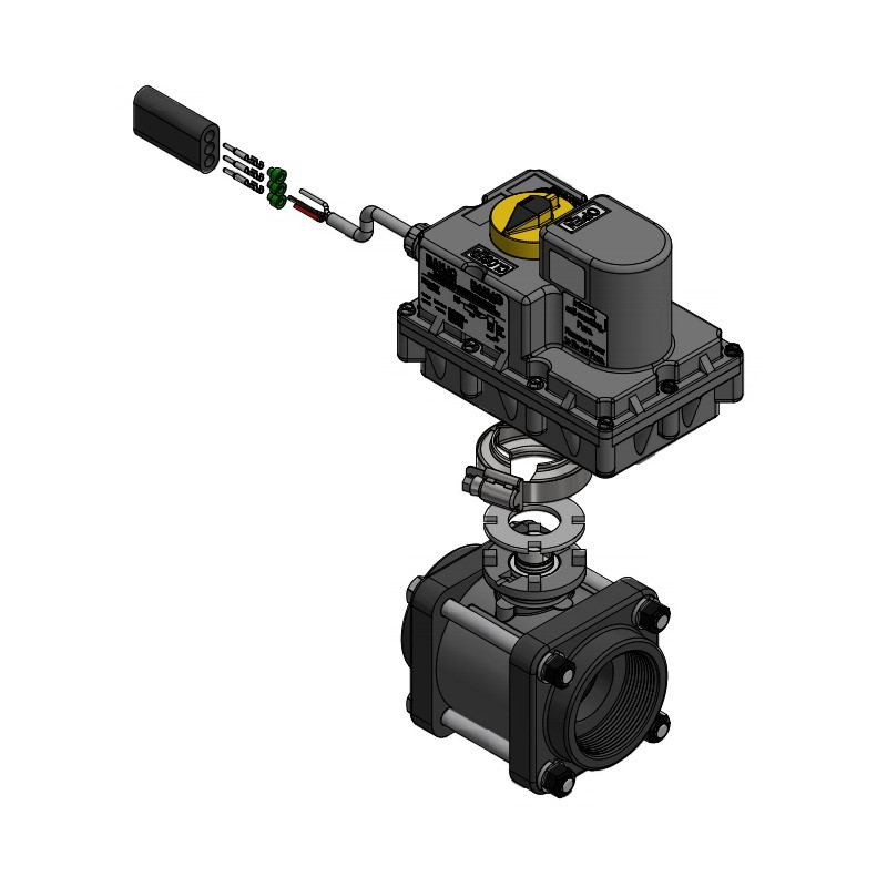 Banjo-Magnetventil EIN/AUS 2"F-Gewinde mit 3-poligem Stecker, EV201