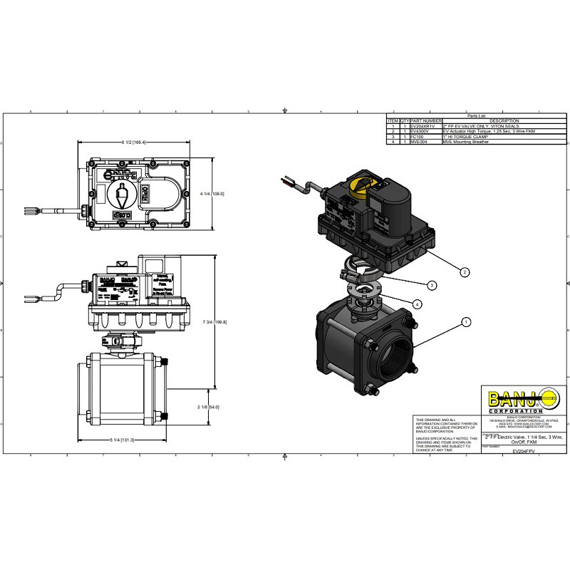 Banjo-Magnetventil EIN/AUS, Gewinde 2&quot;F, EV204FPV