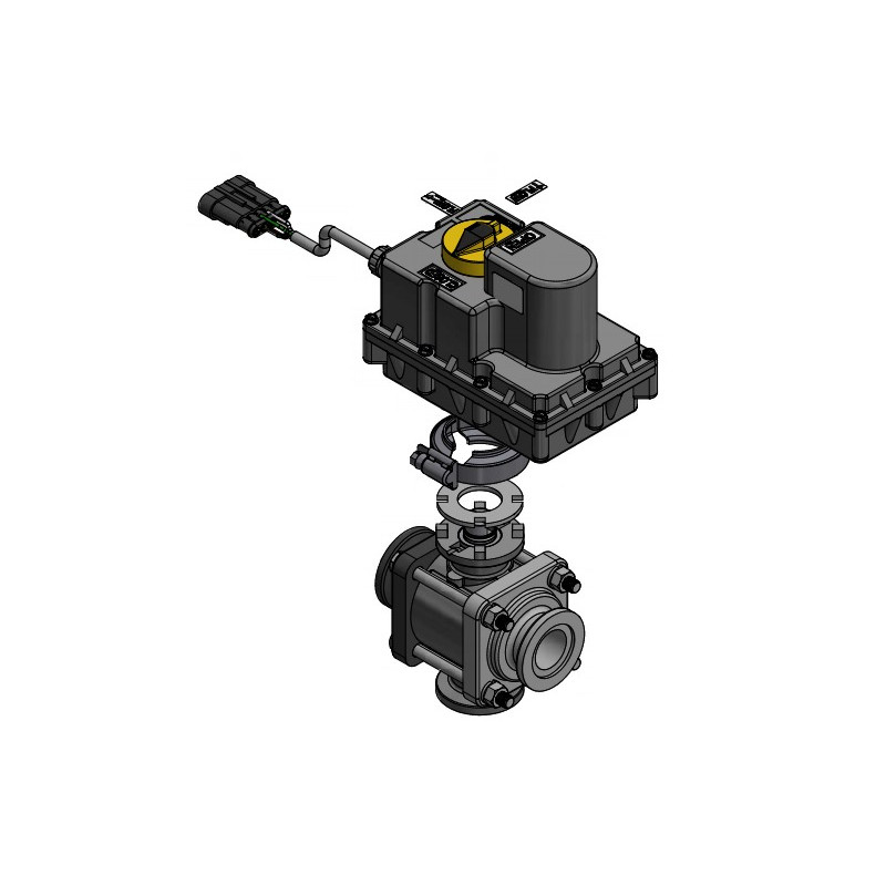 Banjo-Magnetventil EIN/AUS 1" Flansch 3-Wege mit Bodenanschluss und Stecker, MEV100BL9