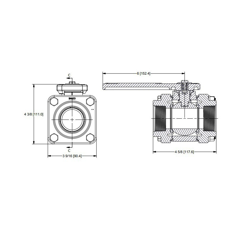 Banjo-Kugelhahn Gewinde 1 1/2&quot;F, V150E
