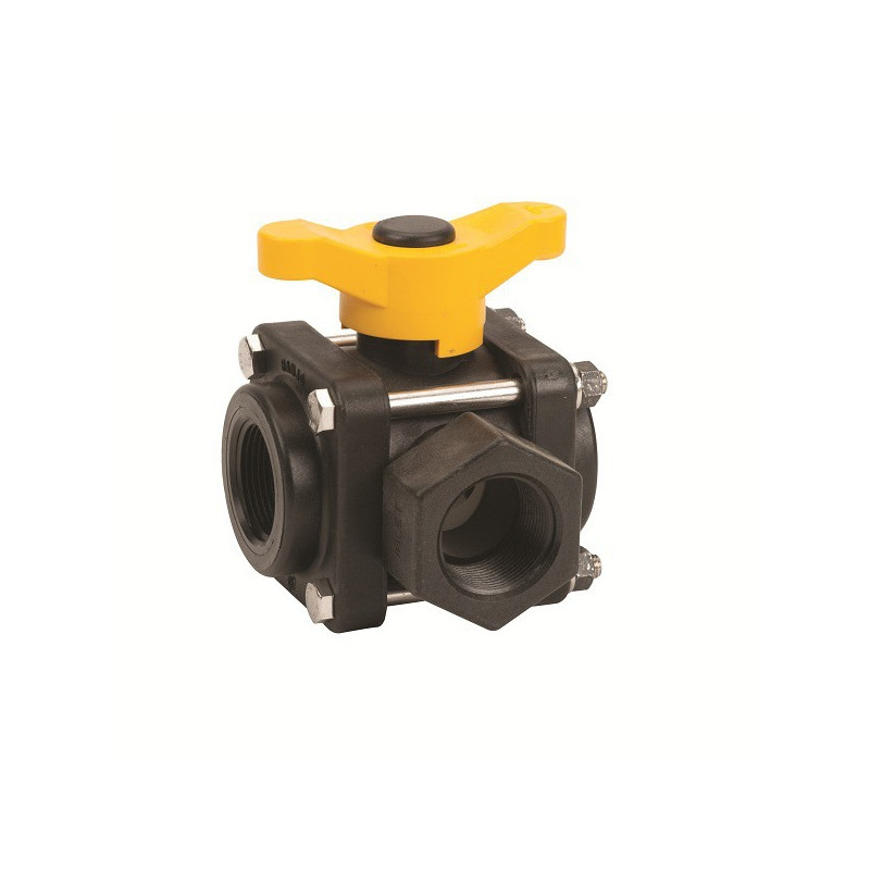 Banjo-Kugelhahn Gewinde 1 1/2&quot;F 3-Wege, V150SL