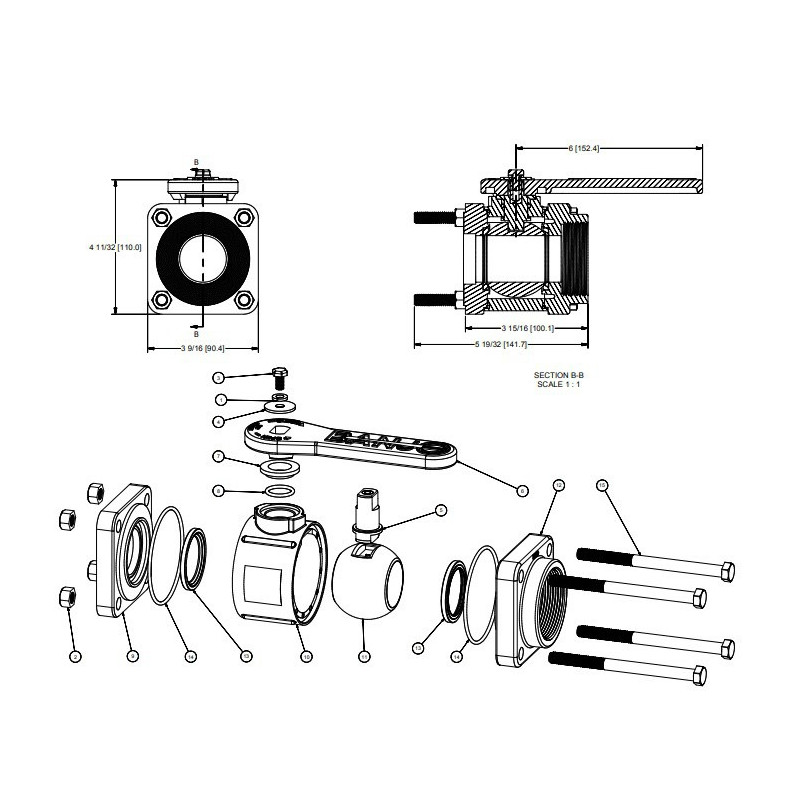 Banjo-Tankablassventil 2&quot;F-Gewinde, V200KR