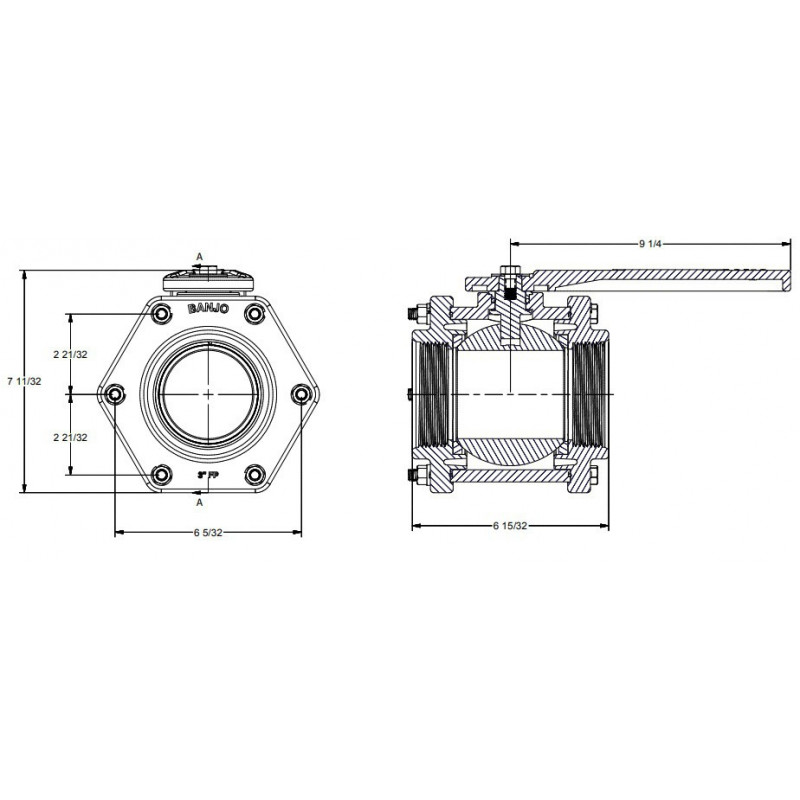 Banjo-Kugelhahn 3&quot;F BSP-Gewinde, V300FPT