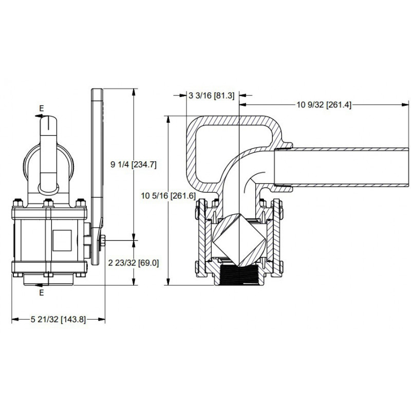 Banjo-Ventil, Gewinde 2"F BSP mit Lanze, VA200FPB