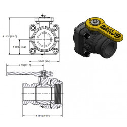 Banjo-Kugelhahn, Gewinde 2&quot;F BSP, Camlock 2&quot;M, VSF200B