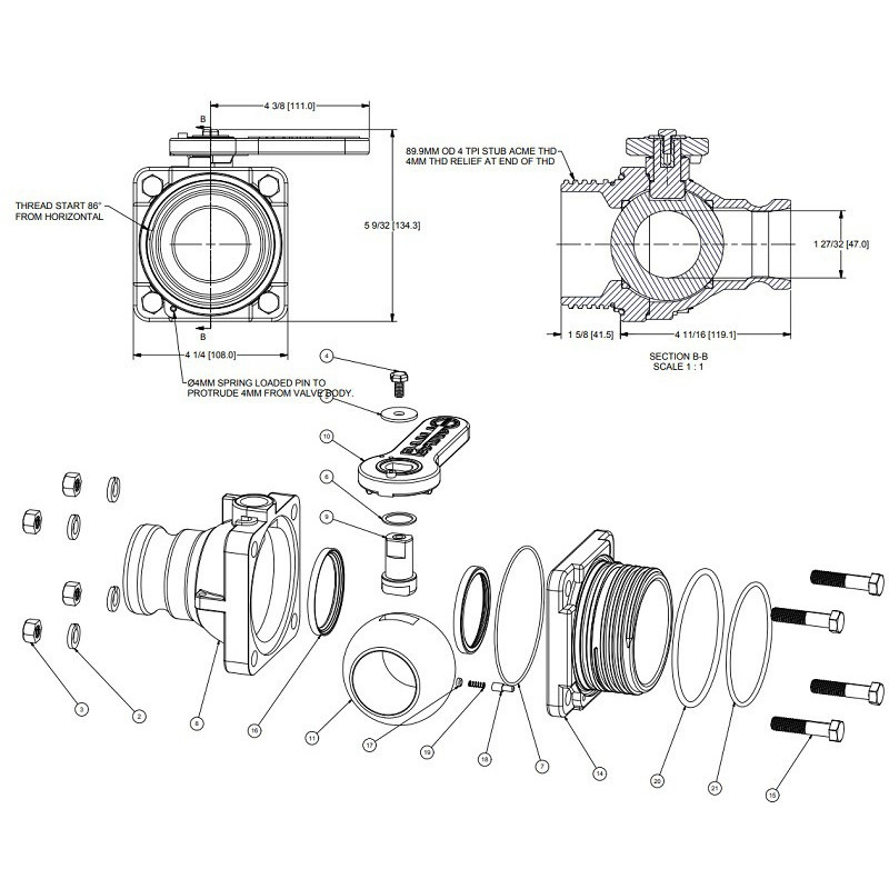 Banjo-Kugelhahn Mauser-Anschluss 2&quot;M Camlock 2&quot;M, VSFAT234