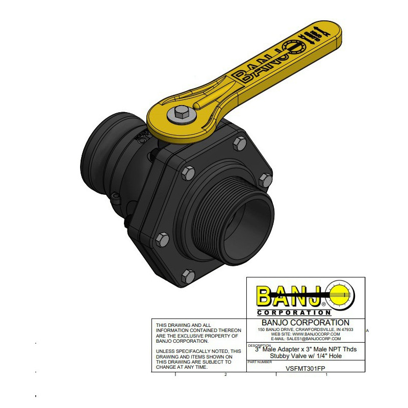 Banjo-Kugelhahngewinde 3&quot;M Camlock 3&quot;M, VSFMT301FP