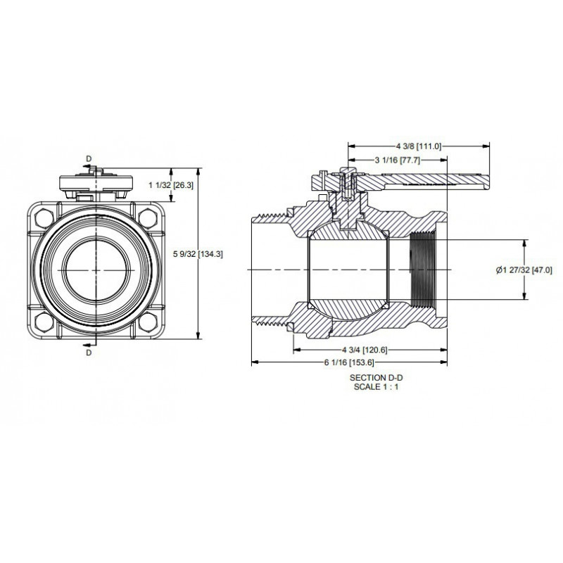 Banjo-Kugelhahngewinde 3&quot;F Camlock 3&quot;M - Innengewinde 2&quot;F, VSFMT334R